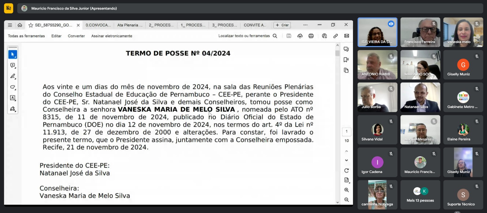 Diretora do SINPROME Vaneska Melo toma posse como Conselheira no Conselho Estadual de Educação-CEE-PE